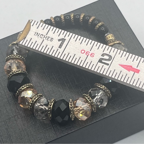 Faceted Beaded Crystal Stretch Bracelet Golden - Picture 4 of 7